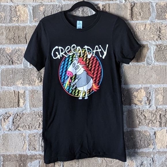 Green Day Rainbow Unicorn Graphic Tee Father of All Pacific Punk Indie - Picture 5 of 5